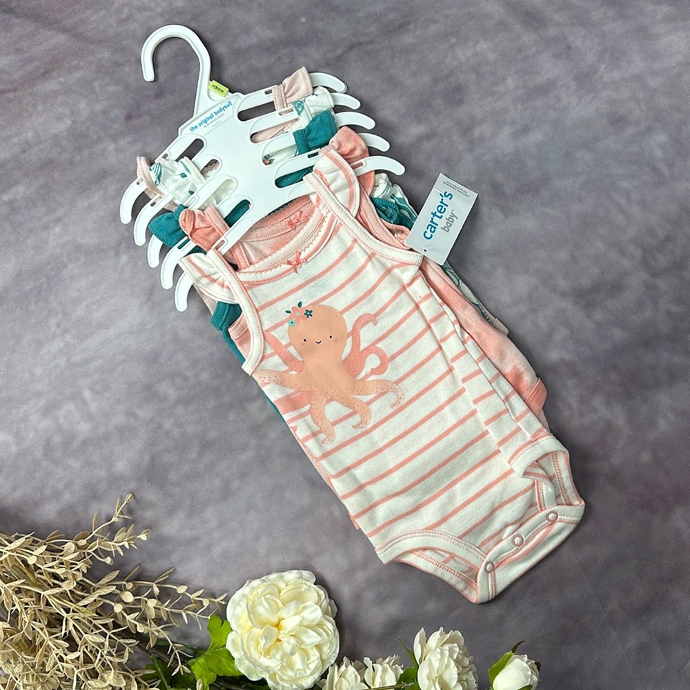 NWT 5-pk Tank Top Summer Onsie // Octopus Sea Creature Pattern // Carters